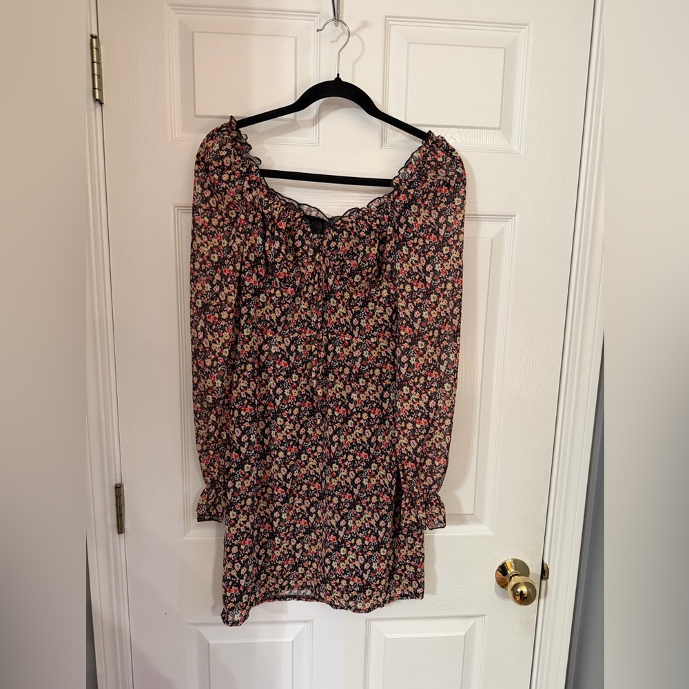Nasty Gal Multicolor Floral Tie Bust Mini Dress